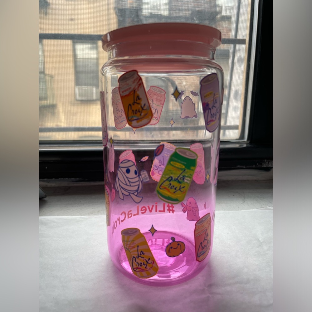 La Croix Exclusive Halloween Glass Cup with Straw